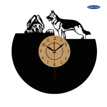 2017 Горячая виниловая пластинка Настенные часы Дизайн Собаки Настенные часы с кварцевым механизмом Черная виниловая пластинка Reloj
