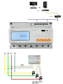 ADL3000 Измеряет активную мощность низковольтной сети, электрический счетчик Modbus RS485, ЖК-дисплей