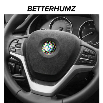 BETTERHUMZ Алькантара Для BMW X5 X6 2014-2019 Крышка Подушки Безопасности Рулевого Колеса Автомобиля Рамка Наклейка Молдинги Интерьера Автомобильные Аксессуары