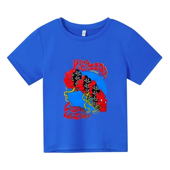 King Gizzard & The Lizard Wizard Милая Футболка с графическим рисунком из 100% хлопка, Летняя Мягкая футболка с рисунком Каваи для мальчиков и девочек, Футболки