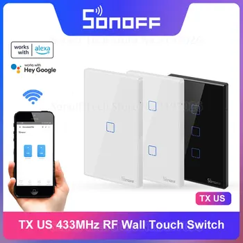 SONOFF TX US Wall Smart Switch 433 МГц RF Пульт Дистанционного Управления Wi-Fi Сенсорный Выключатель через приложение eWeLink Работает с Alexa Google Home