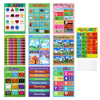 STOBOK 10 шт. Образовательные плакаты для дошкольников, диаграммы для дошкольников, малышей, классы детского сада, включают алфавит