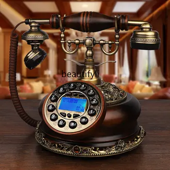 Антикварный телефон в европейском стиле Стационарный Американский телефон из массива дерева стационарный офисный антикварный ретро-телефон