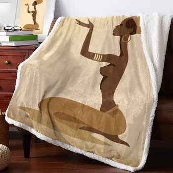 Африканский Женский Тотем Зимнее Теплое Кашемировое одеяло для кровати Шерстяные одеяла для офиса Покрывало