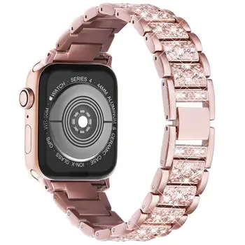 Блестящий ремешок для Apple Watch band 41 мм 40 мм 38 мм 45 мм 44 мм 42 мм женский браслет из нержавеющей стали correa iWatch series 3 4 5 se 6 7