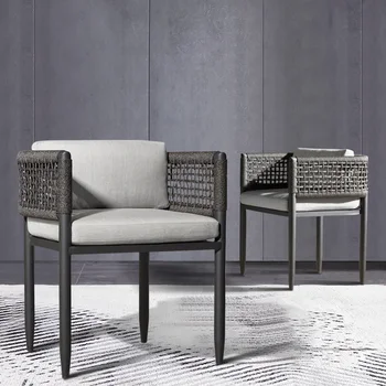 Веревочный стул для отдыха в скандинавском стиле, садовый водонепроницаемый круглый стол, комбинированная мебель для стула