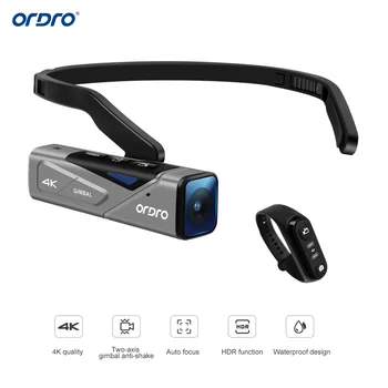 Головная видеокамера ORDRO EP7 С видом от первого лица, Видеокамера с громкой связью, Встроенный 2-осевой карданный подвес, Защита от тряски с дистанционным управлением