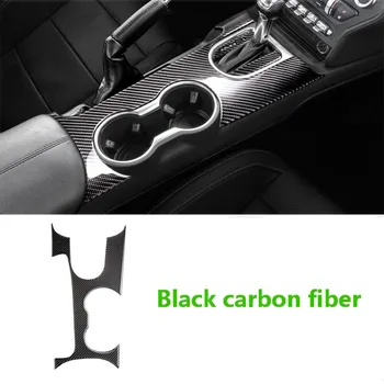 Декоративные наклейки на панель передач для Ford Mustang 2015-2017, отделка центральной консоли, мягкая панель подстаканника из настоящего углеродного волокна
