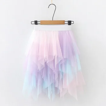 Детская сетчатая нерегулярная газовая лоскутная юбка-пачка для девочек Наряды для девочек Юбка для девочек Бальное платье для танцев Детская юбка для выпускного вечера