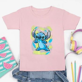Детские футболки Disney Fashion Dropship, Уличные повседневные летние новинки, детская футболка с мультяшным принтом 