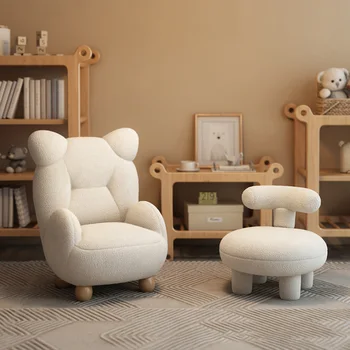 Детский диван-кресло с медвежонком из бархатного крема ягненка, Милое детское одноместное мультяшное сиденье, Мини-ленивый Маленький диван, Современная простота