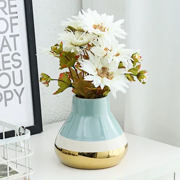 Европейская керамическая маленькая ваза для украшения гостиной, Аранжировщик цветов, креативное покрытие, комбинация артефактов, орнамент в стиле Ins