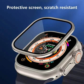 Закаленное Стекло Для Apple Watch Ultra 49 мм Защитная Пленка Для Экрана Металлическая Рамка Против Царапин Для Watch Series 8 Pro 49 мм Аксессуары
