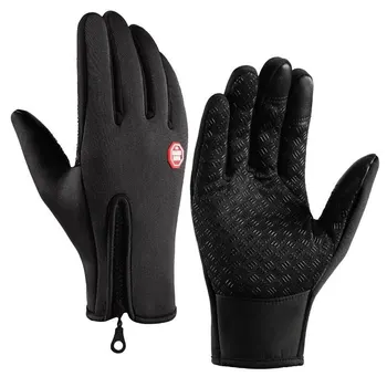 Зимние перчатки для мужчин, водонепроницаемые ветрозащитные перчатки от холода, сноуборд, езда на мотоцикле, теплые перчатки на молнии с сенсорным экраном для вождения,