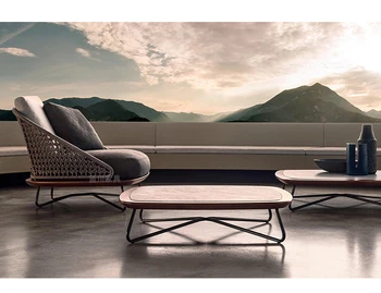 Изготовленный на заказ диван из ротанга в скандинавском стиле открытый балкон открытый внутренний двор сад для отдыха комбинированная модель комнаты двухместный стул из ротанга