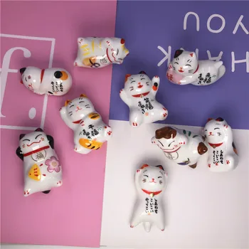 Керамический Lucky Cat Магнитный Магнит На Холодильник Трехмерный Милый Мультфильм Креативная Японская Внешняя Торговля Высокое Качество Хорошее