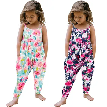 Комбинезон для маленьких девочек, цельный комбинезон с цветочным ремешком, комбинезоны, Летние наряды, платья, Летняя одежда для девочек 2023