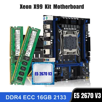 Комбинированный комплект материнской платы Kllisre X99 LGA 2011-3 Xeon E5 2670 V3 CPU DDR4 16 ГБ (2ШТ 8G) ECC-памяти 2133 МГц