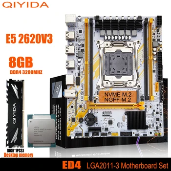Комплект материнской платы Qiyida X99 ED4 LGA2011-3 Процессор XEON E5 2620 V3 1x8 ГБ оперативной ПАМЯТИ DDR4 3200 МГЦ NVME M.2 NGFF M.2