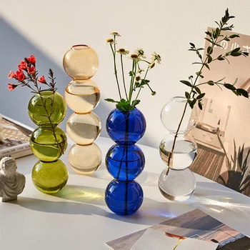 Креативная ваза из скандинавского стекла, Домашний стол, Аксессуары для гостиной, Террариум, Цветочная композиция, Ваза, Декоративное украшение для растений