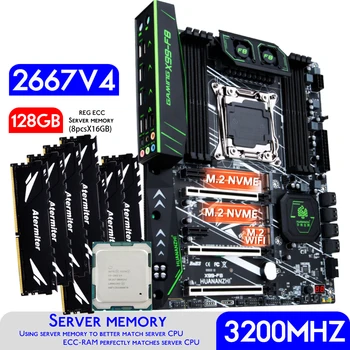 Материнская плата HUANANZHI F8 X99 с процессором Intel XEON E5 2667 v4 с 8 * 16 ГБ = 128 ГБ 3200 МГц DDR4 REG ECC Memory Combo Kit Set NVME