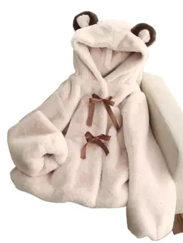 Милое пушистое пальто из искусственного меха с кроличьей шерстью 2023, новинка зимы 0826