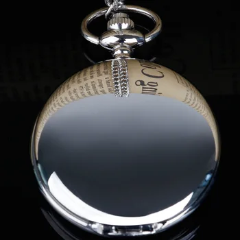 Минималистичное зеркало Серебряные кварцевые карманные часы Ожерелье Цепочка Кулон Часы с гладкой поверхностью Флип-типа унисекс