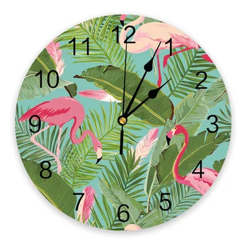 Настенные часы с тропическим растением Фламинго, Декор для дома, Современная Кухня, Спальня, Декор для гостиной, Настенные часы