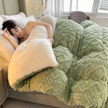Новое Сверхтолстое зимнее Теплое одеяло для кровати из искусственного кашемира ягненка, Утяжеленные одеяла, Мягкое Комфортное Теплое одеяло