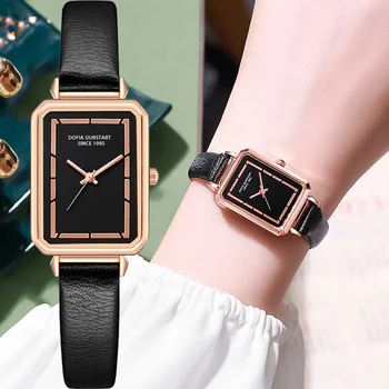 Новые брендовые женские часы, модные прямоугольные кварцевые часы, Модный кожаный ремень, наручные часы Reloj De Mujer, прямая поставка
