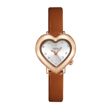 Новые женские часы с циферблатом в форме любви, люксовый бренд, оригинальные водонепроницаемые кожаные кварцевые женские часы, подарок для подруги
