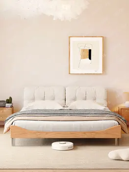 Облачная кровать в японском стиле, кровать из цельного дерева 1,8 м, двуспальная мягкая кровать log wind 1,5 м, современная подвесная кровать для главной спальни
