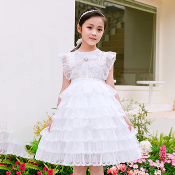 Платье-торт принцессы для девочек 2023, летние новые детские платья с цветочным узором для девочек на свадьбу