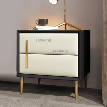 Прикроватные тумбочки контрастного скандинавского цвета, Дизайнерские прикроватные тумбочки, Простая мебель для спальни, Современный роскошный Кожаный шкаф для хранения на заказ.