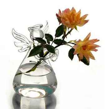 Прозрачная Стеклянная Подвесная Ваза в форме Ангела Стеклянный контейнер Гидропонный Цветочный горшок Украшение для дома