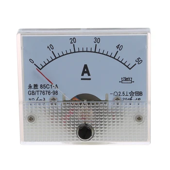 Прямоугольная аналоговая панель амперметра 85C1 DC 0-50A