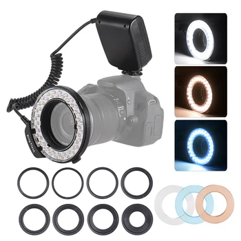 Светодиодная кольцевая вспышка HD-130 Macro с ЖК-дисплеем мощностью 3000-15000K для камер Canon Nikon Pentax Olympus