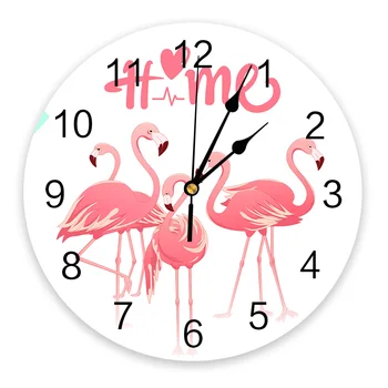 Тропическое Животное Фламинго Любовь Сердце Часы Настенный Домашний Декор Современная Кухня Спальня Декор Гостиной Настенные Часы