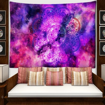 Фиолетовый гобелен с туманностью Мандала, висящий на стене, Хиппи, Богемное Психоделическое абстрактное искусство, Домашний декор комнаты в общежитии