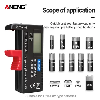 Цифровой тестер емкости литиевой батареи ANENG BT-168 PRO, анализатор нагрузки в клетку, Проверка дисплея, Кнопочная ячейка AAA AA, Универсальный тест