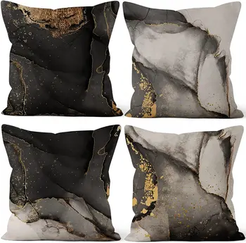 Черные Мраморные наволочки с бирюзовым золотом, абстрактное искусство, современные декоративные подушки, чехлы для дивана, Диван-кровать, домашний декор