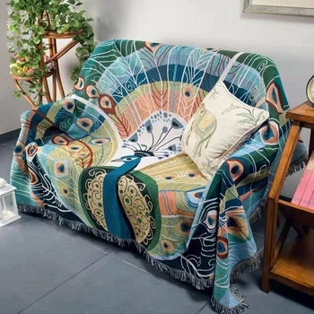 Элегантное скандинавское покрывало с животным рисунком для дивана, полотенце, ворсовое одеяло с кисточками, Скатерть, Гобелен, Домашний Декор кровати