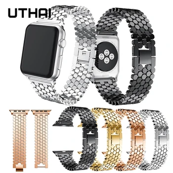 Ремешок UTAHI P79 для Apple Watch серии 3/2/1 38 мм 42 мм Высококачественный Сменный ремешок из нержавеющей стали для iwatch серии 4 5 40 мм