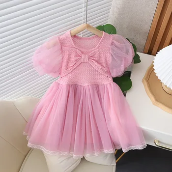 2023 Платье для маленьких девочек, однотонное платье для маленьких девочек, детская одежда для девочек, Летнее платье принцессы, детская одежда