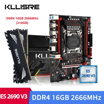 Kllisre LGA 2011-3 комплект материнской платы xeon x99 E5 2690 V3 CPU 2шт X 8 ГБ = 16 ГБ 2666 МГц Настольной памяти DDR4
