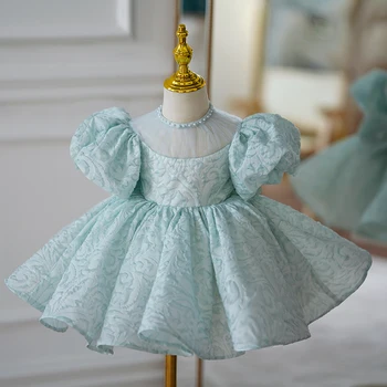 Высококачественное детское вечернее платье принцессы с бантом и жемчугом, детская праздничная одежда для крещения на день рождения, платья для девочек на Ид