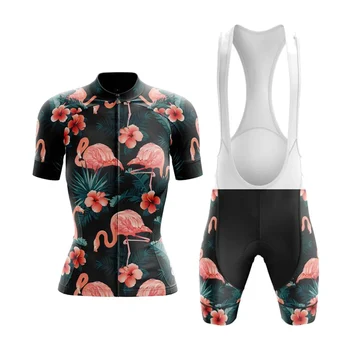 Классические женские летние комплекты с короткими рукавами в стиле ретро Flamingo, майки для велоспорта, велосипедная одежда, велоштаны