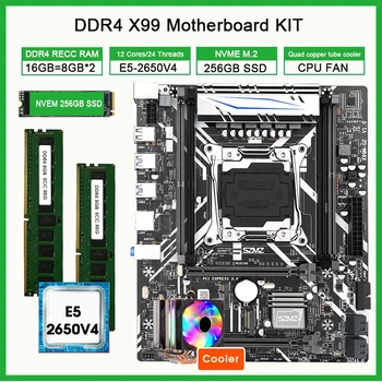 Комплект материнской платы X99 M-G2 С процессором E5 2650 V4 LGA2011-3 2шт X 8 ГБ Оперативной памяти 2133 МГц NVME 256G M.2 SSD и НАБОРОМ ПРОЦЕССОРНЫХ КУЛЕРОВ