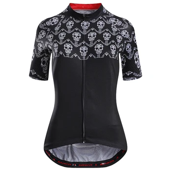 НОВАЯ Летняя Женская Велосипедная майка с Крутым Черепом, Черная Велосипедная одежда, Спортивная рубашка с рукавами для верховой езды, Велосипедная одежда